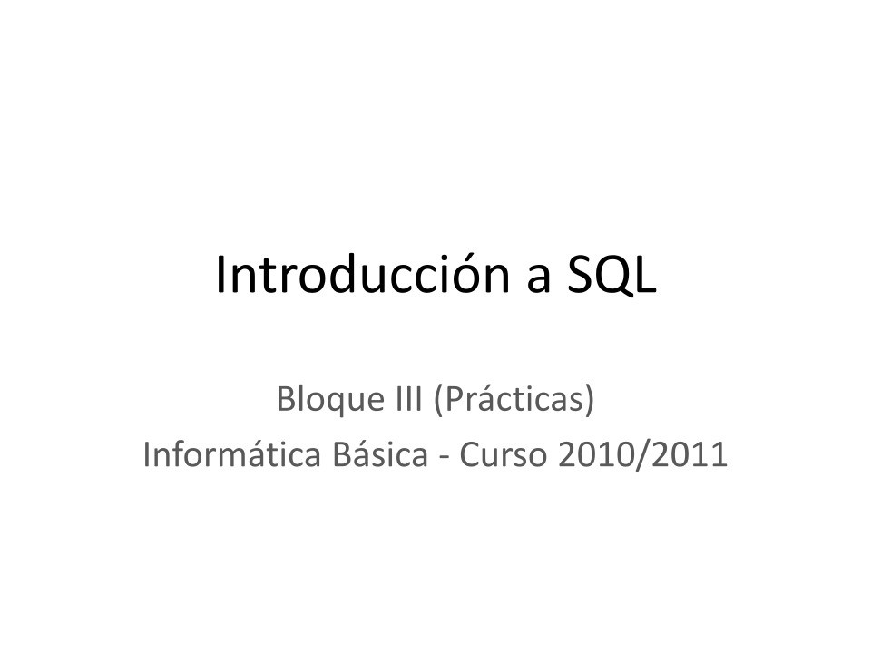 Imágen de pdf Introducción a SQL - Bloque III (Prácticas)