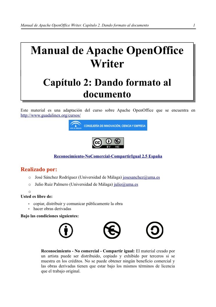 Imágen de pdf Manual de Apache OpenOffice Writer - Capítulo 2. Dando formato al documento