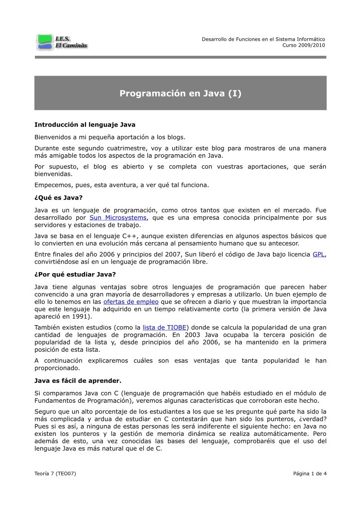 Imágen de pdf Teoría 7 - Programación en Java (I)