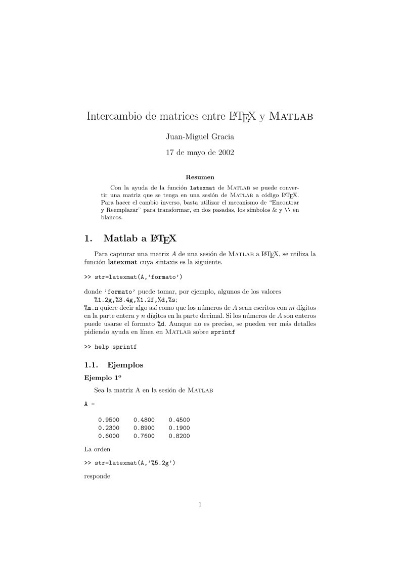 Imágen de pdf Intercambio de matrices entre LATEX y Matlab
