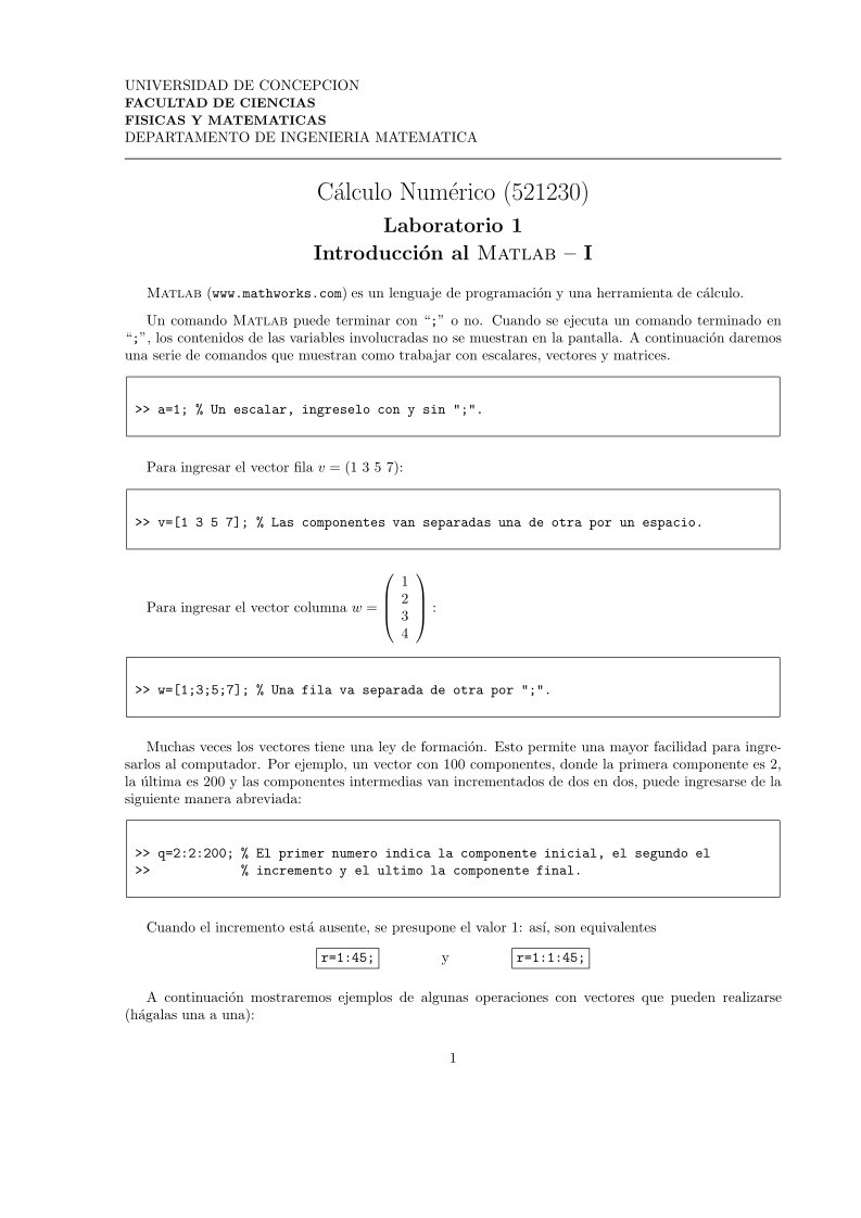 Imágen de pdf Introducción al Matlab - I