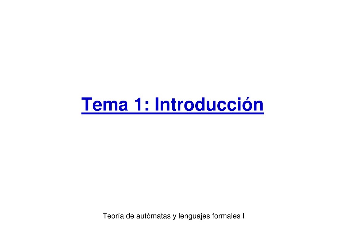 Imágen de pdf Tema 1: Introducción - Teoría de autómatas y lenguajes formales I