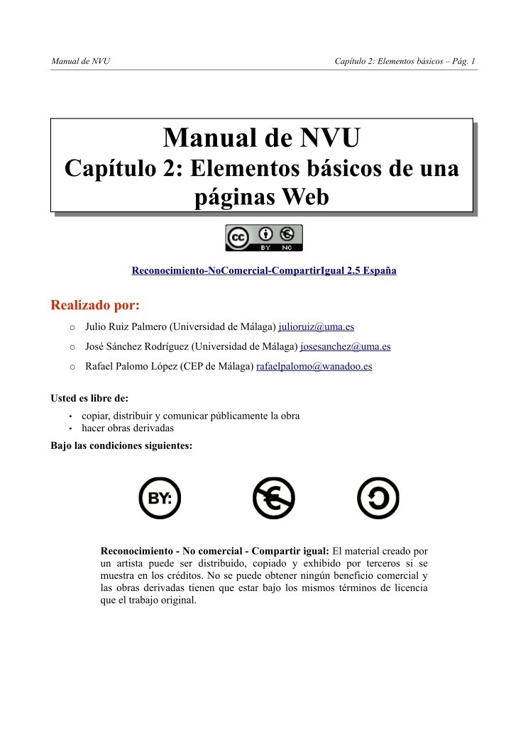 Imágen de pdf Manual de NVU - Capítulo 2: Elementos básicos