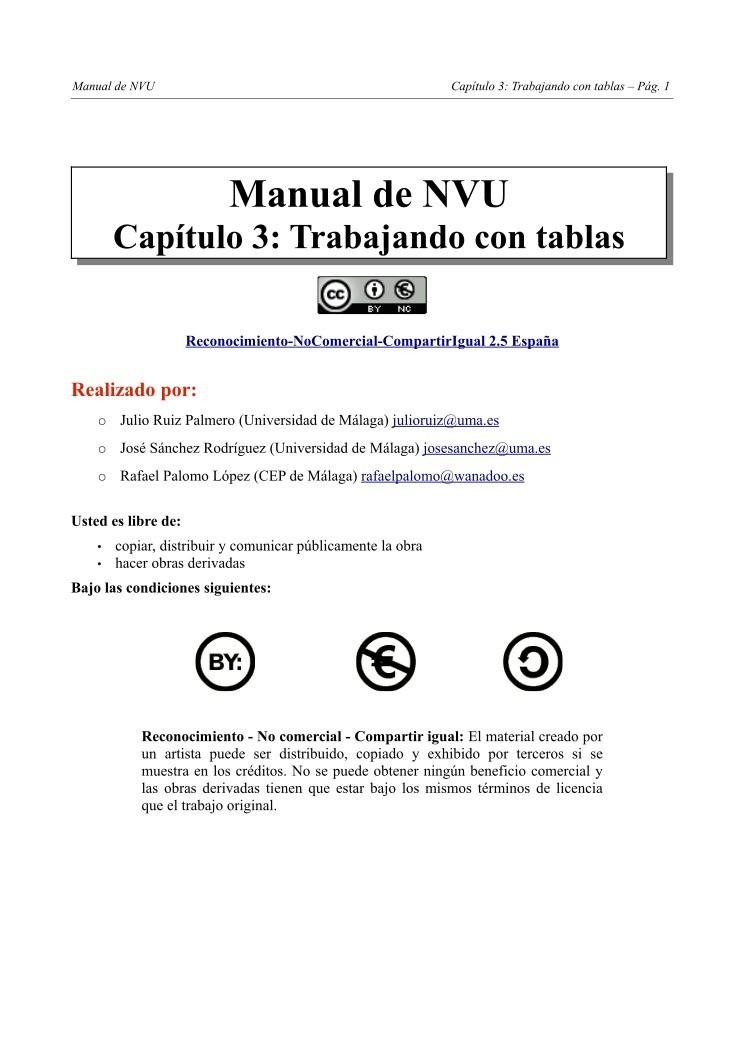 Imágen de pdf Manual de NVU - Capítulo 3: Trabajando con tablas