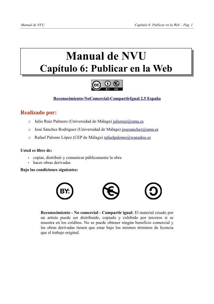 Imágen de pdf Manual de NVU - Capítulo 6: Publicar en la Web