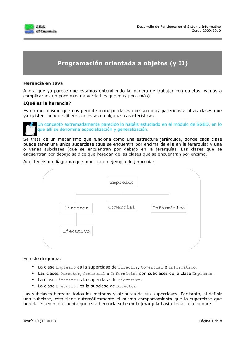 Imágen de pdf Programación orientada a objetos (y II)