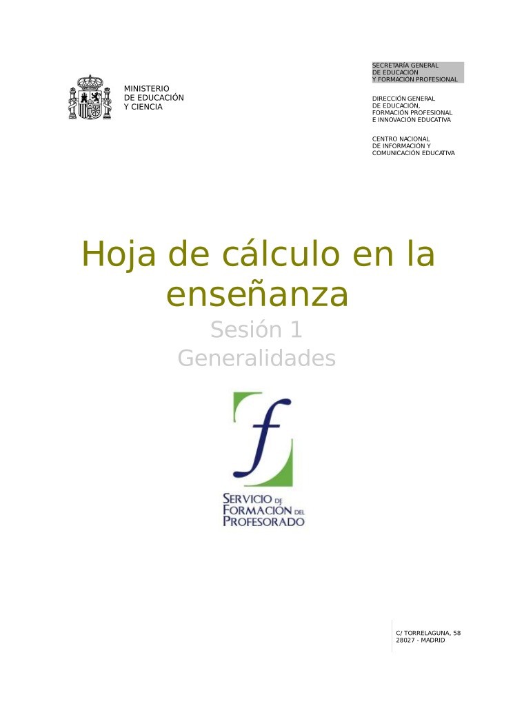 Imágen de pdf Hoja de cálculo en la enseñanza