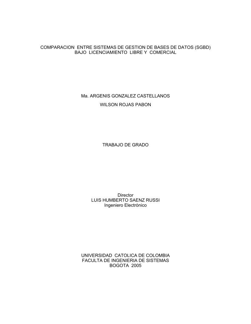 Imágen de pdf COMPARACION ENTRE SISTEMAS DE GESTION DE BASES DE DATOS (SGBD) BAJO LICENCIAMIENTO LIBRE Y COMERCIAL