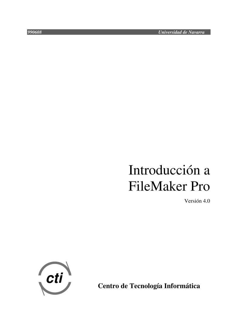 Imágen de pdf Introducción a FileMaker Pro - Versión 4.0