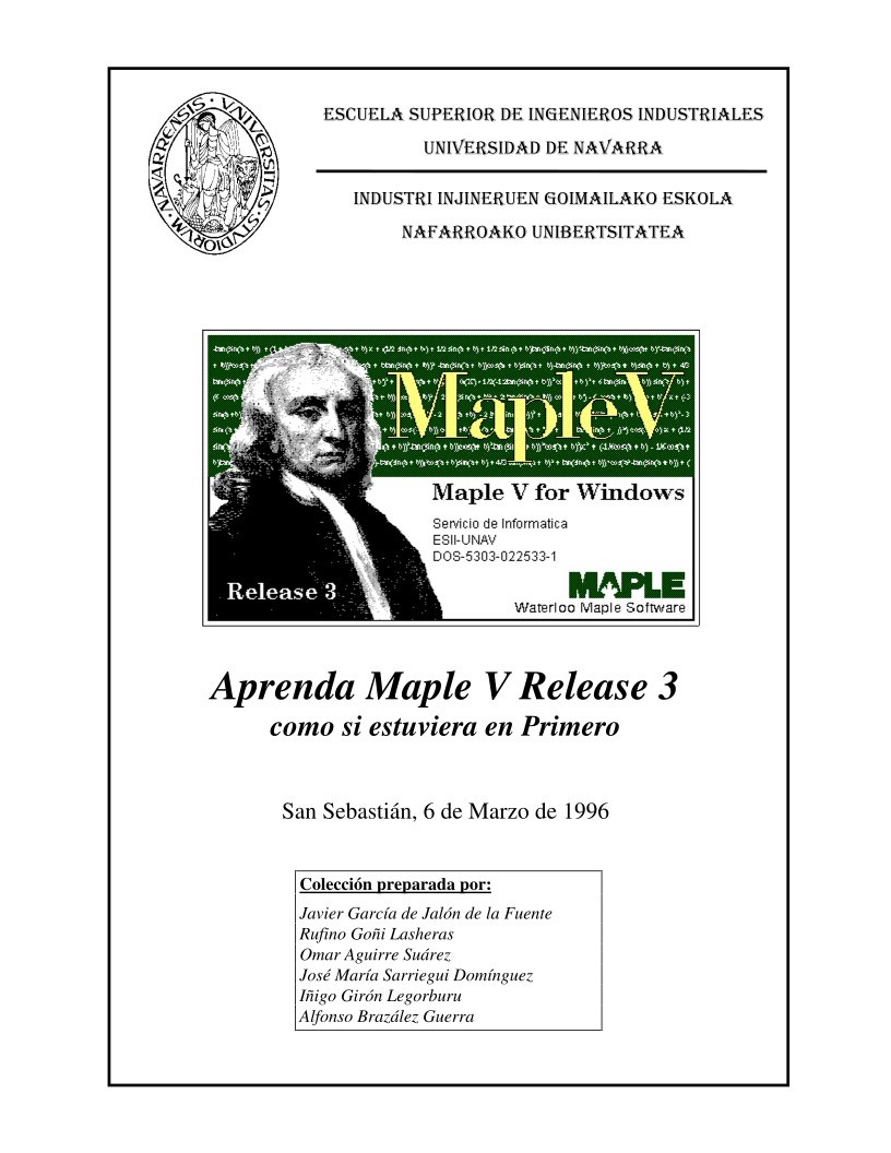 Imágen de pdf Aprenda Maple V Release 3 como si estuviera en Primero