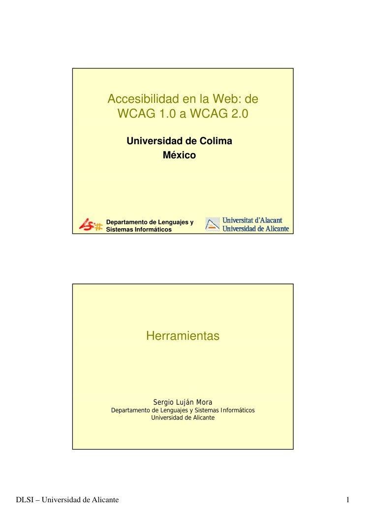 Imágen de pdf Herramientas - Accesibilidad en la Web: de WCAG 1.0 a WCAG 2.0