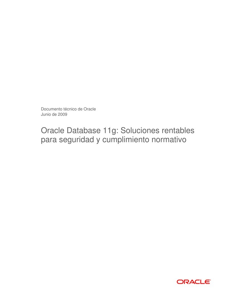 Imágen de pdf Oracle Database 11g: Soluciones rentables para seguridad y cumplimiento normativo