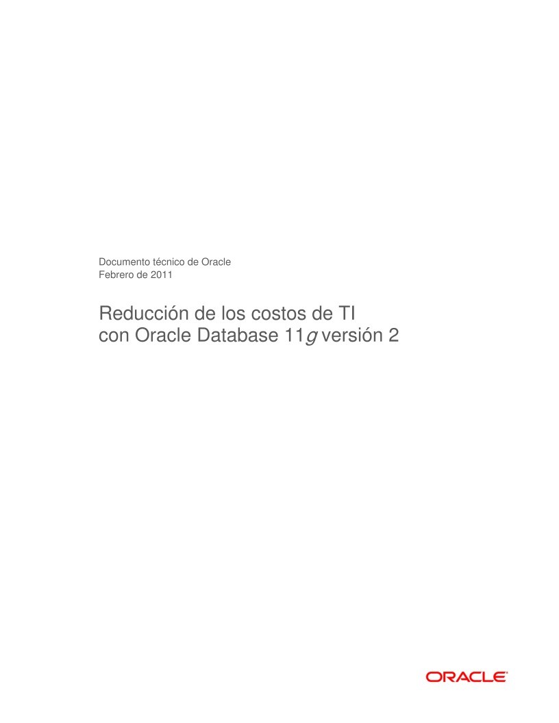 Imágen de pdf Reducción de los costos de TI con Oracle Database 11g versión 2