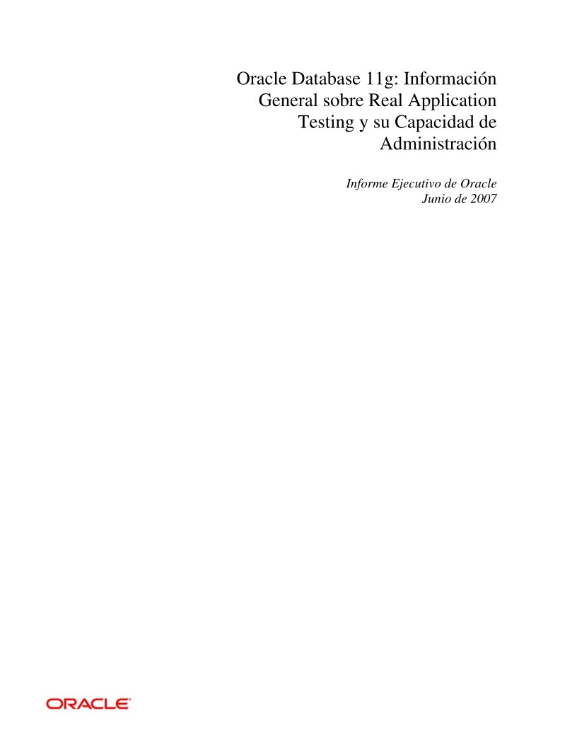 Imágen de pdf Oracle Database 11g: Información General sobre Real Application Testing y su Capacidad de Administración