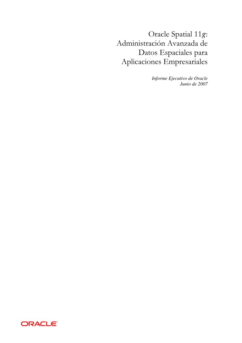 Imágen de pdf Oracle Spatial 11g: Administración Avanzada de Datos Espaciales para Aplicaciones Empresariales