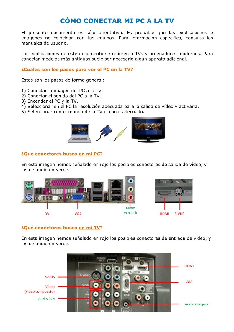 PDF de programación CÓMO CONECTAR MI PC A LA TV