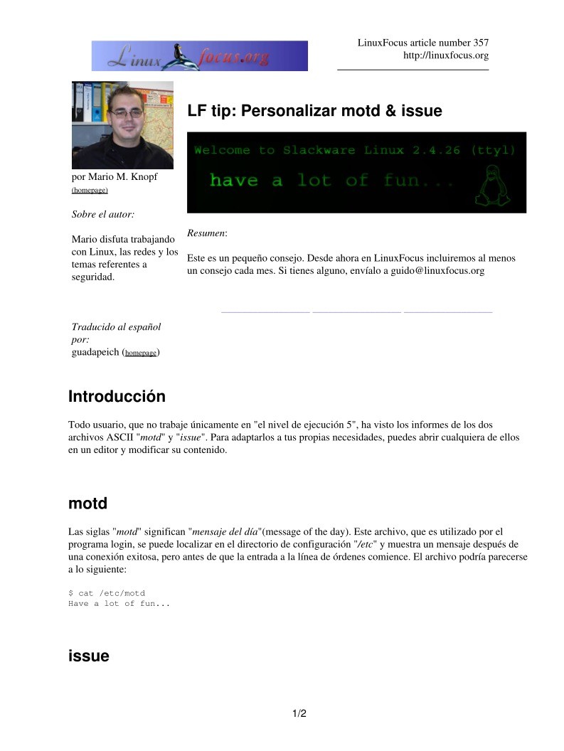 Imágen de pdf LF tip: Personalizar motd & issue