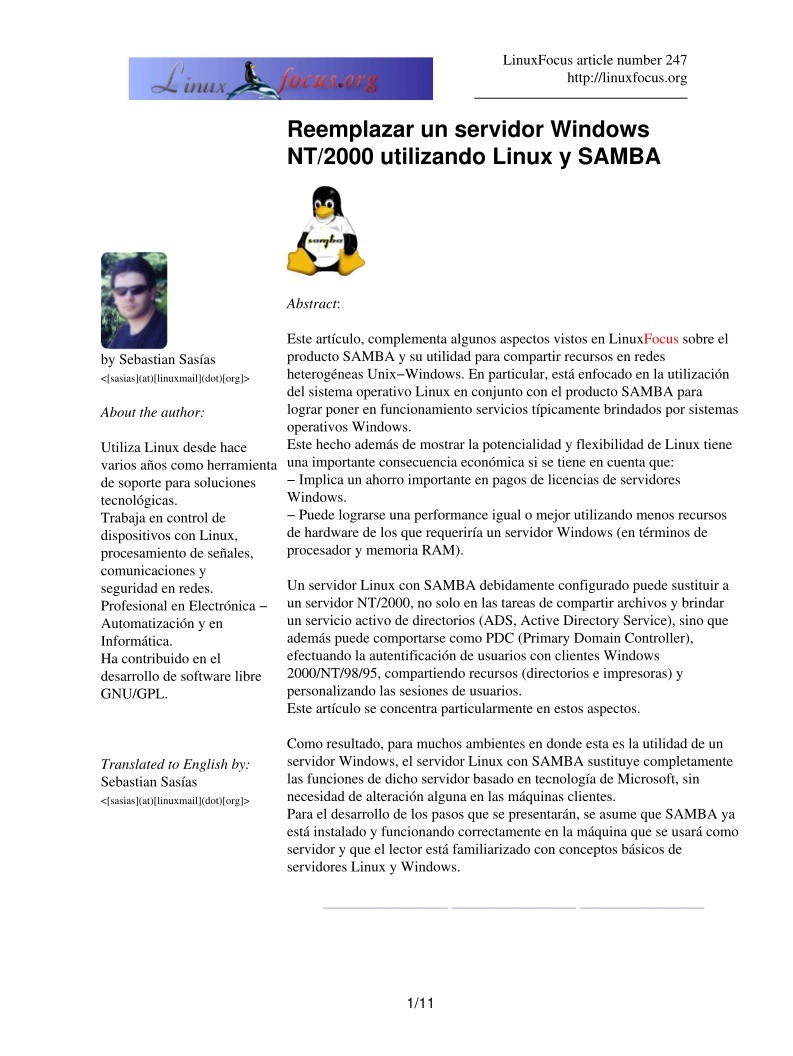 Imágen de pdf Reemplazar un servidor Windows NT/2000 utilizando Linux y SAMBA
