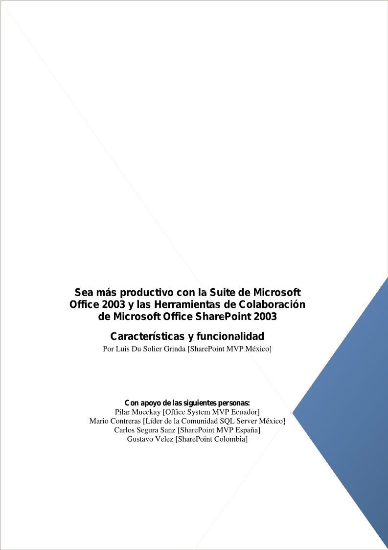 Imágen de pdf Sea más productivo con la Suite de Microsoft Office 2003 y las Herramientas de Colaboración de Microsoft Office SharePoint 2003