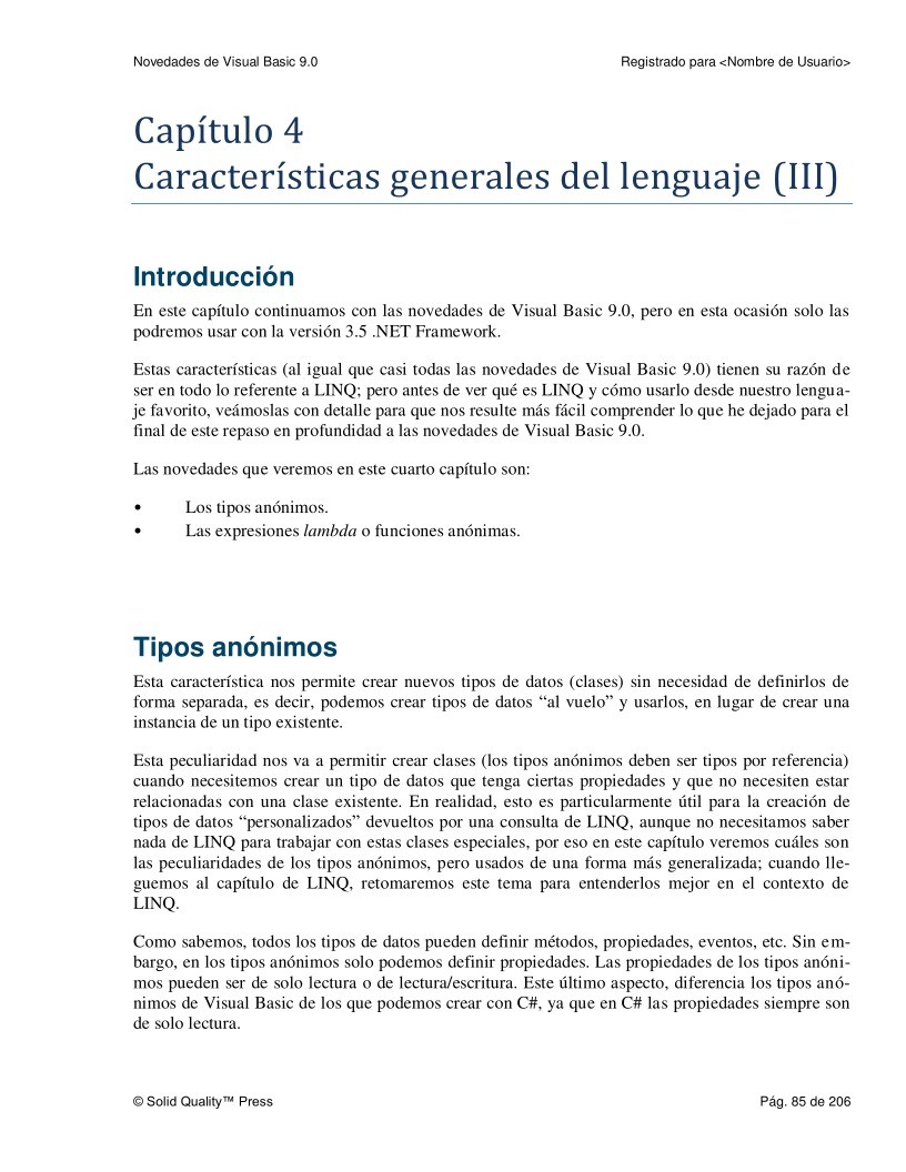 Imágen de pdf Novedades de Visual Basic 9.0 - Capítulo 4 Características generales del lenguaje (III)