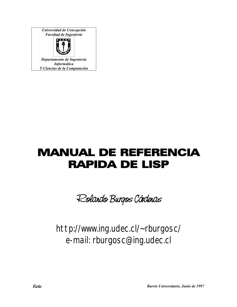Imágen de pdf MANUAL DE REFERENCIA RAPIDA DE LISP