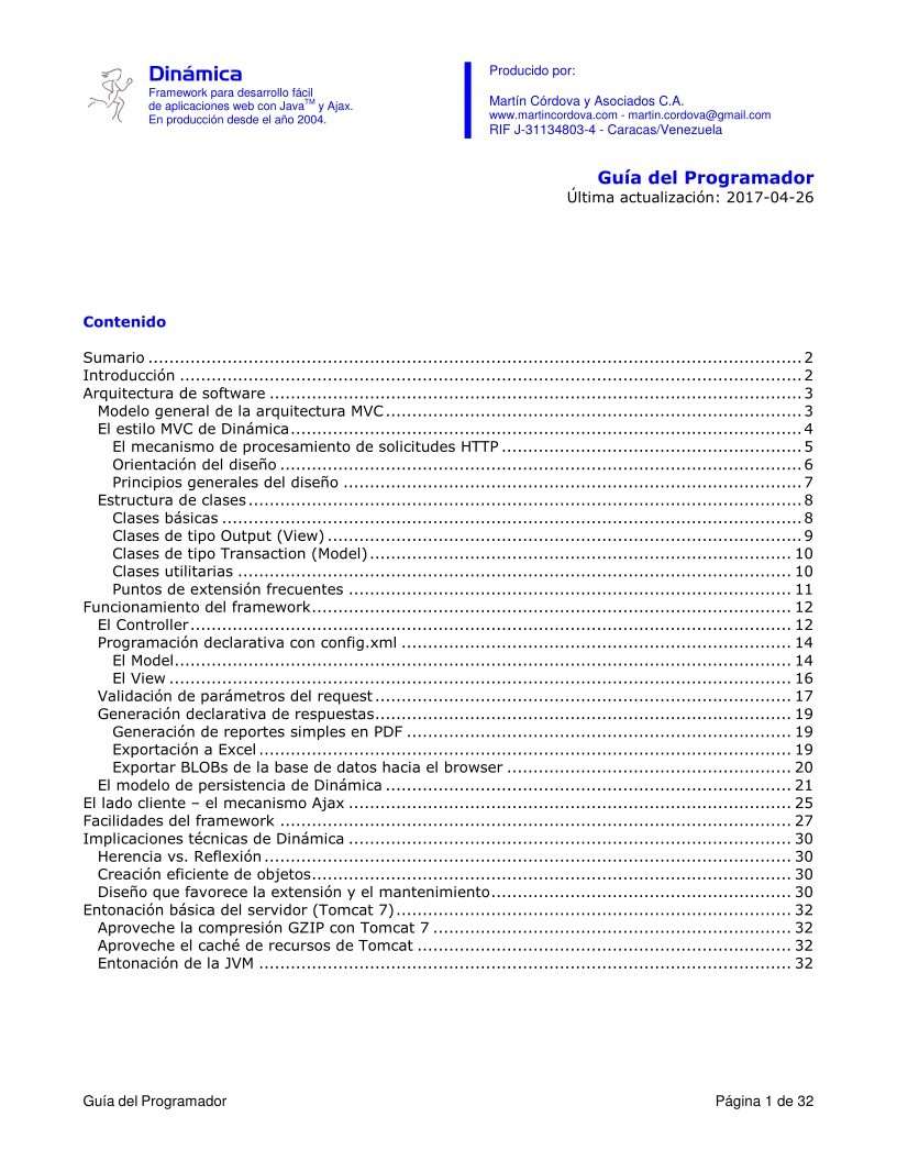 Imágen de pdf Guía del programador - Dinámica framework Java para web