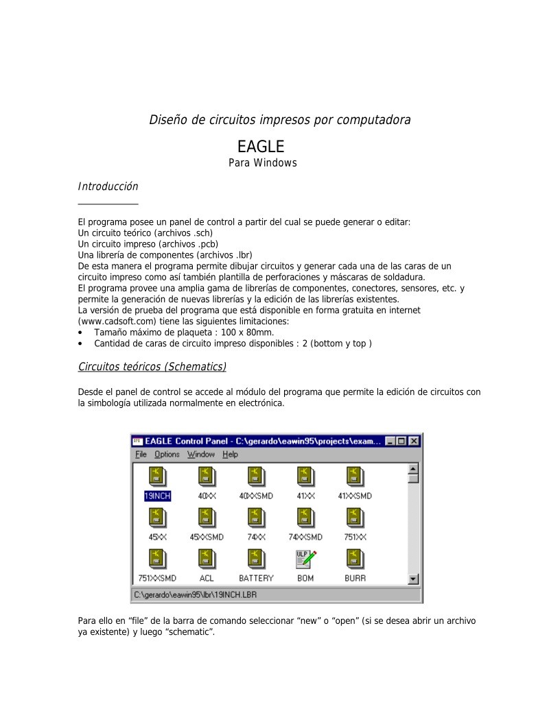 Imágen de pdf Diseño de circuitos impresos por computadora - EAGLE Para Windows