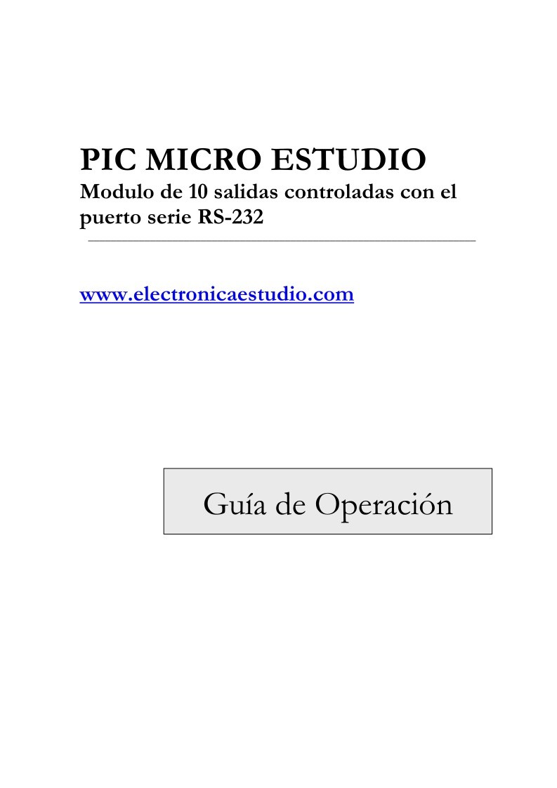 Imágen de pdf Modulo de 10 salidas controladas con el puerto serie RS-232 - PIC Micro Estudio