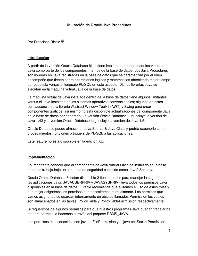 Imágen de pdf Utilización de Oracle Java Procedures