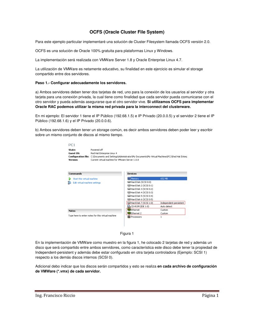 Imágen de pdf OCFS (Oracle Cluster File System)