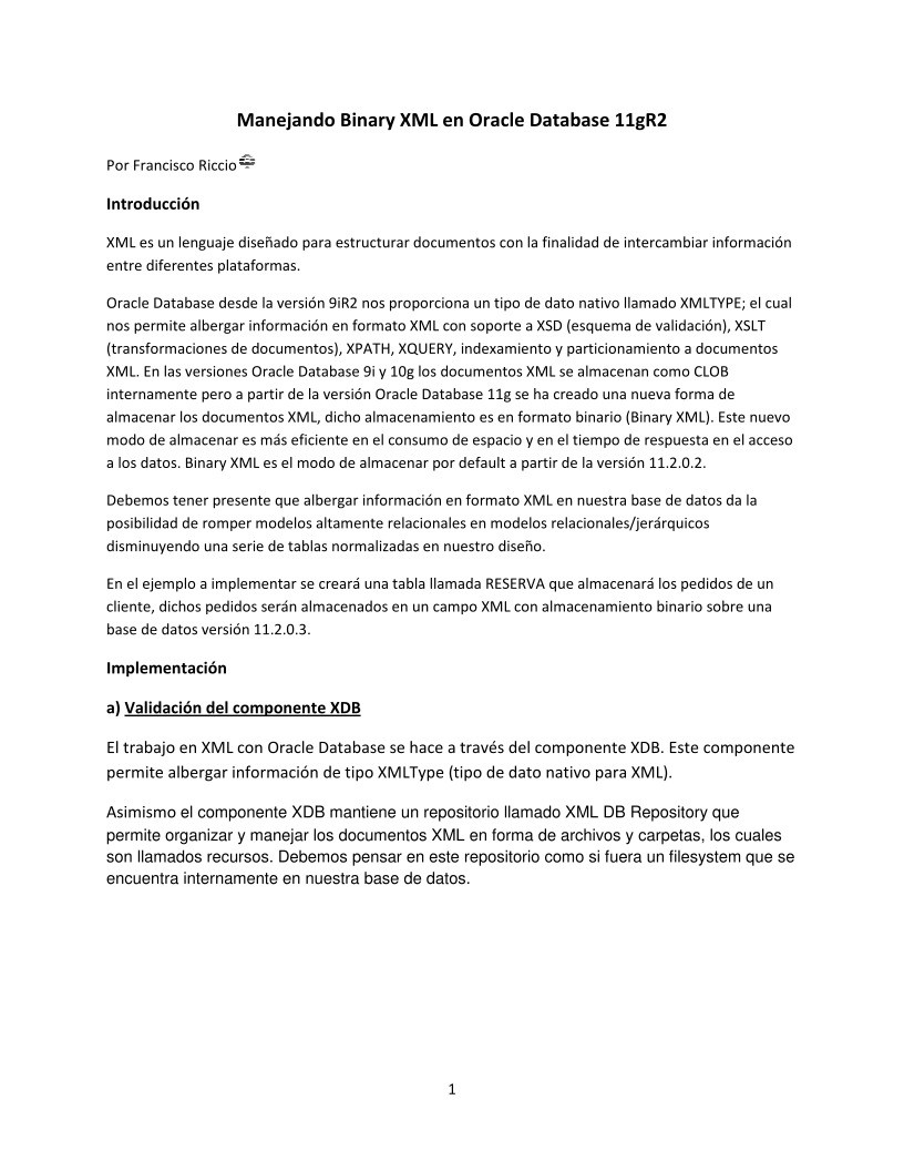 Imágen de pdf Manejando Binary XML en Oracle Database 11gR2