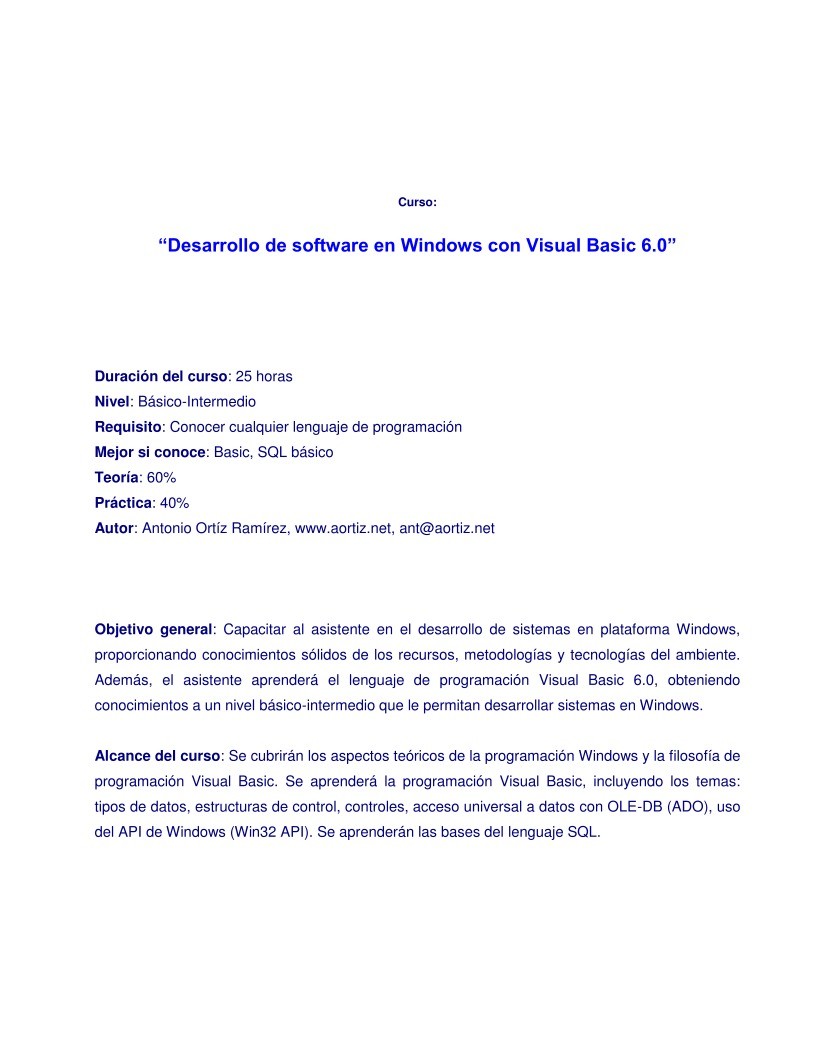 Imágen de pdf Desarrollo de software en Windows con Visual Basic 6.0 (Básico-Intermedio)