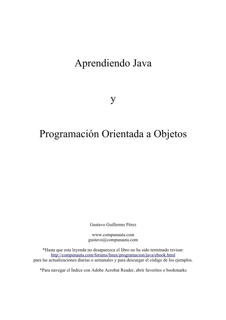 Imágen de pdf Aprendiendo Java y Programación Orientada a Objetos