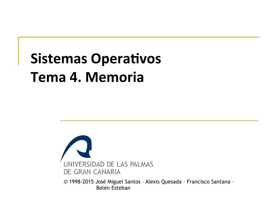 Imágen de pdf Sistemas Operativos - Tema 4. Memoria