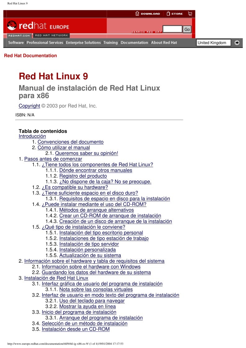 Imágen de pdf Red Hat Linux 9 - Manual de instalación