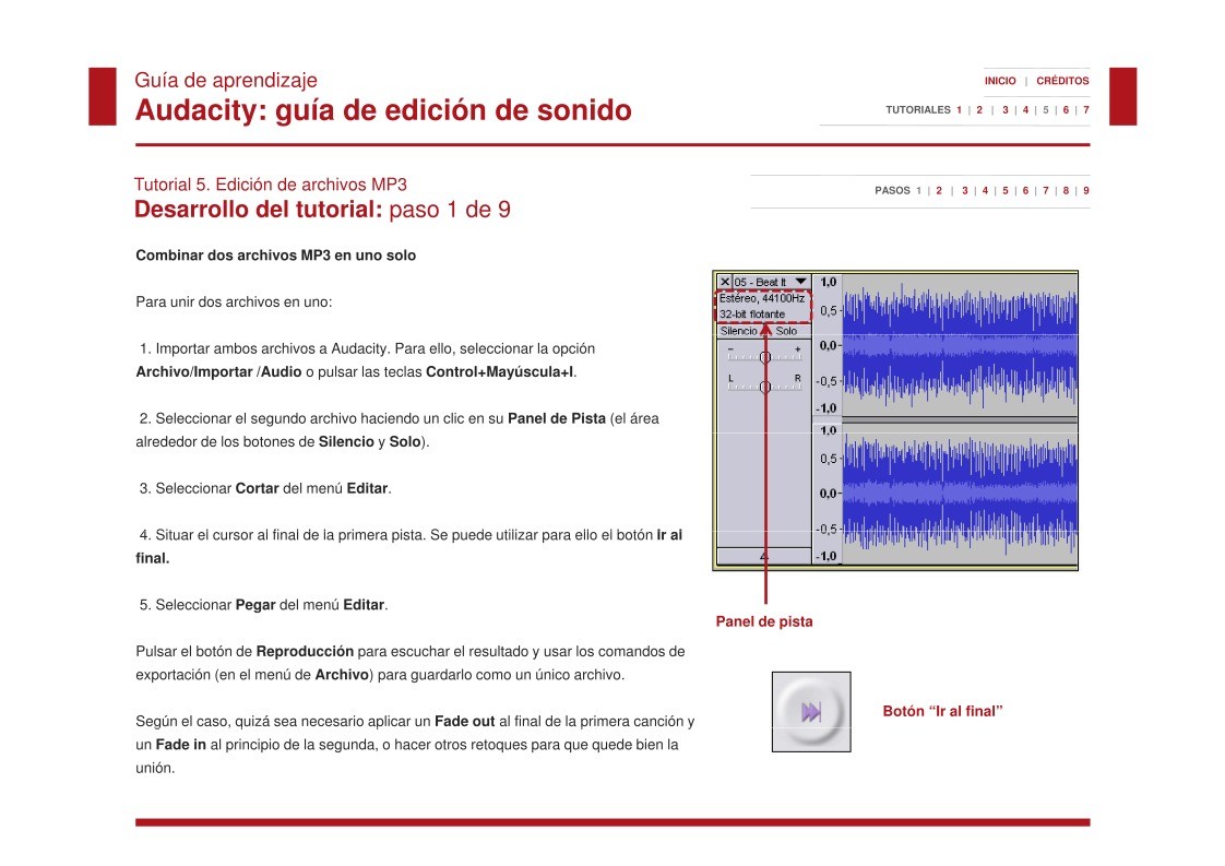 Imágen de pdf Audacity: guía de edición de sonido - Tutorial 5. Edición de archivos MP3