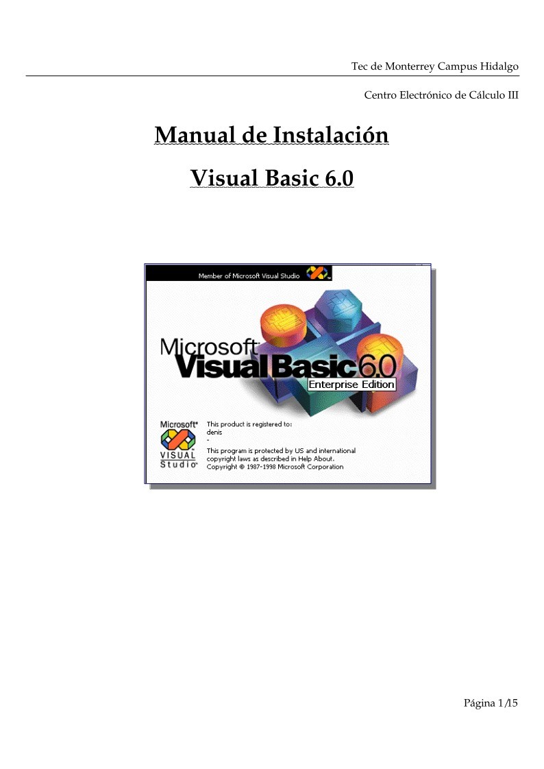 Imágen de pdf Manual de instalación de Visual Basic 6.0