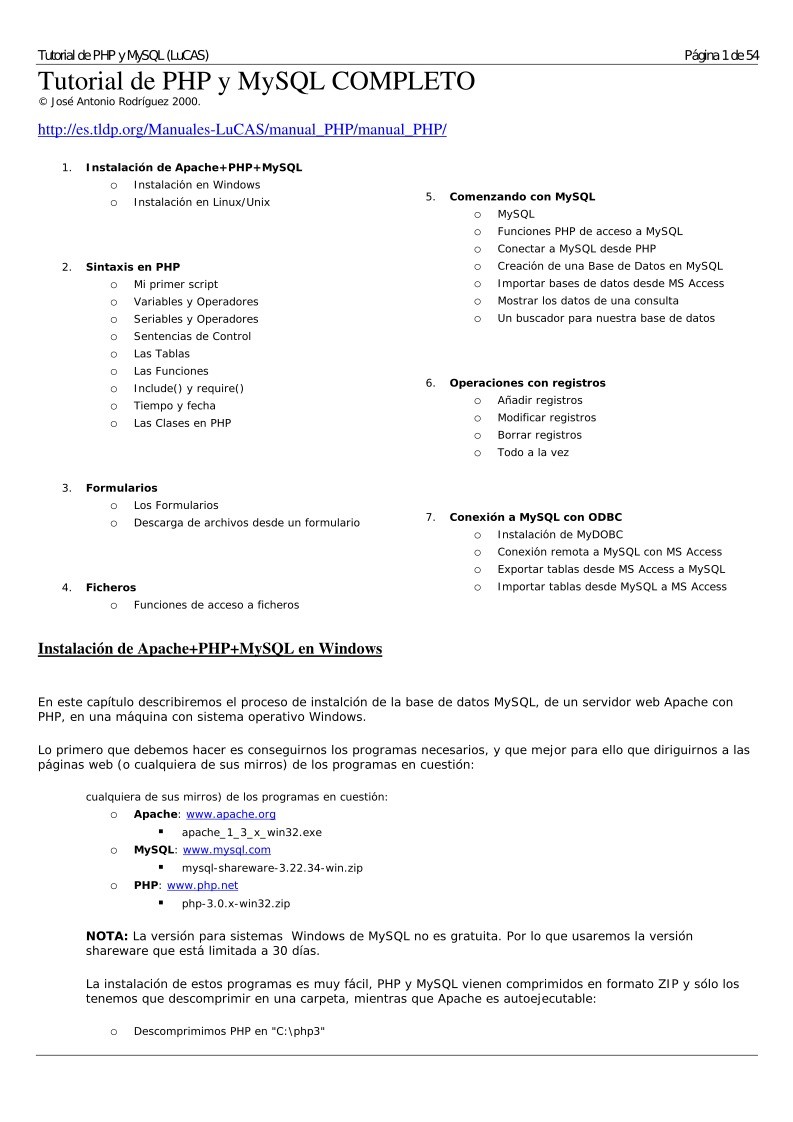 Imágen de pdf Tutorial de PHP y MySQL