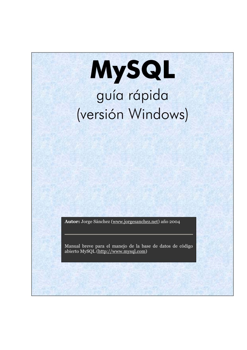 Imágen de pdf MySQL guía rápida (versión Windows)