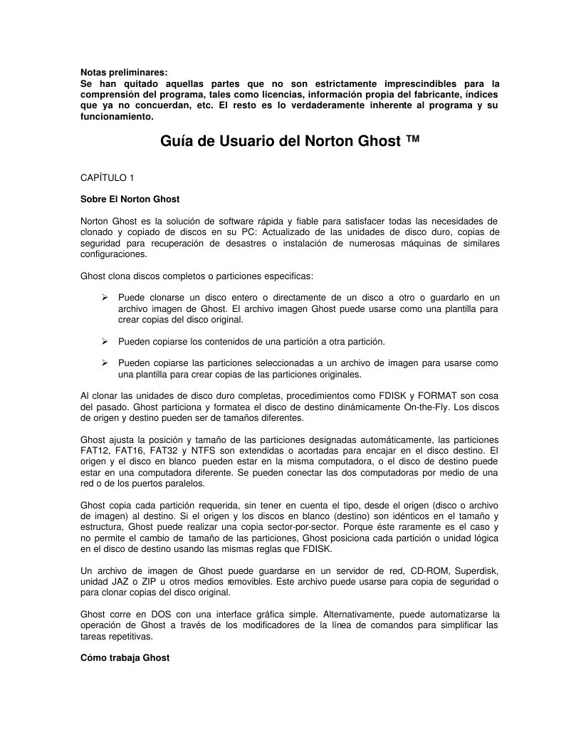 Imágen de pdf Guía de Usuario del Norton Ghost