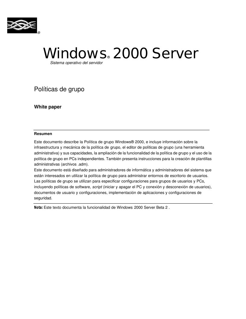 Imágen de pdf Windows 2000 Server - Políticas de grupo