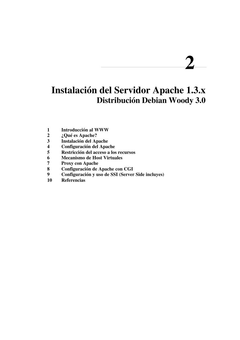 Imágen de pdf Instalación del Servidor Apache 1.3.x - Distribución Debian Woody 3.0