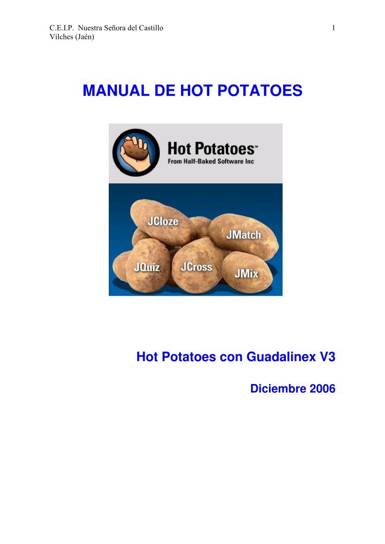 Imágen de pdf manual de hot potatoes