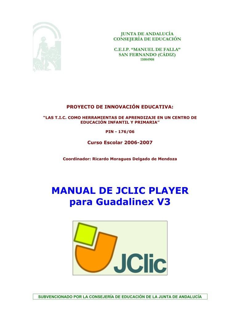 Imágen de pdf MANUAL DE JCLIC PLAYER para Guadalinex V3