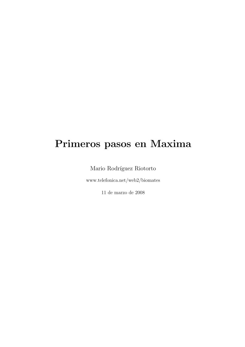 Imágen de pdf Primeros pasos en Maxima