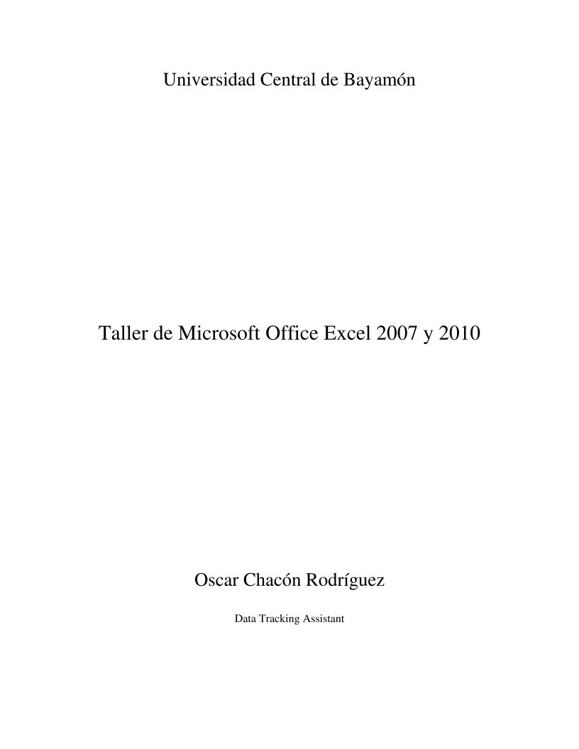 Imágen de pdf Taller de Microsoft Office Excel 2007 y 2010