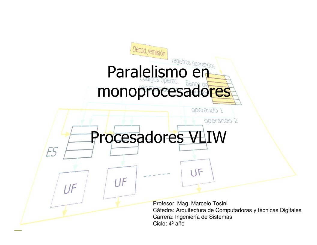 Imágen de pdf Paralelismo en monoprocesadores - Procesadores VLIW