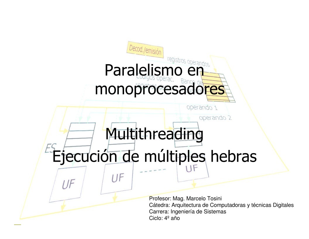 Imágen de pdf Paralelismo en monoprocesadores - Multithreading