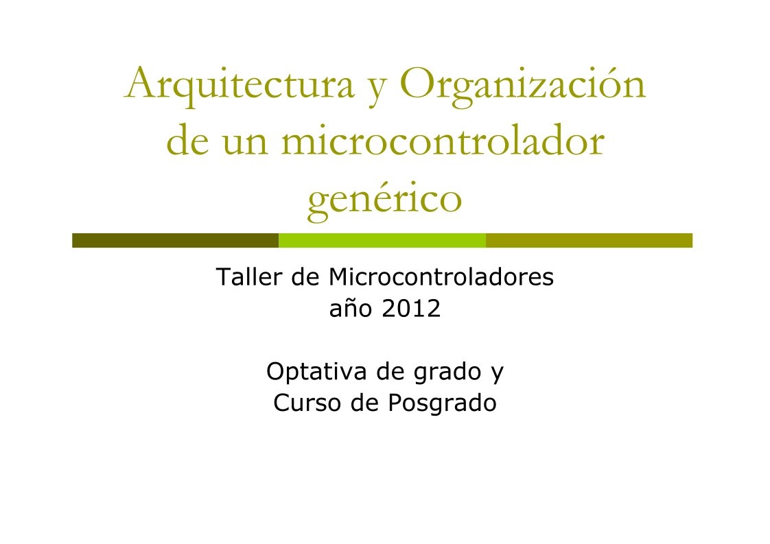 Imágen de pdf Arquitectura y Organización de un microcontrolador genérico