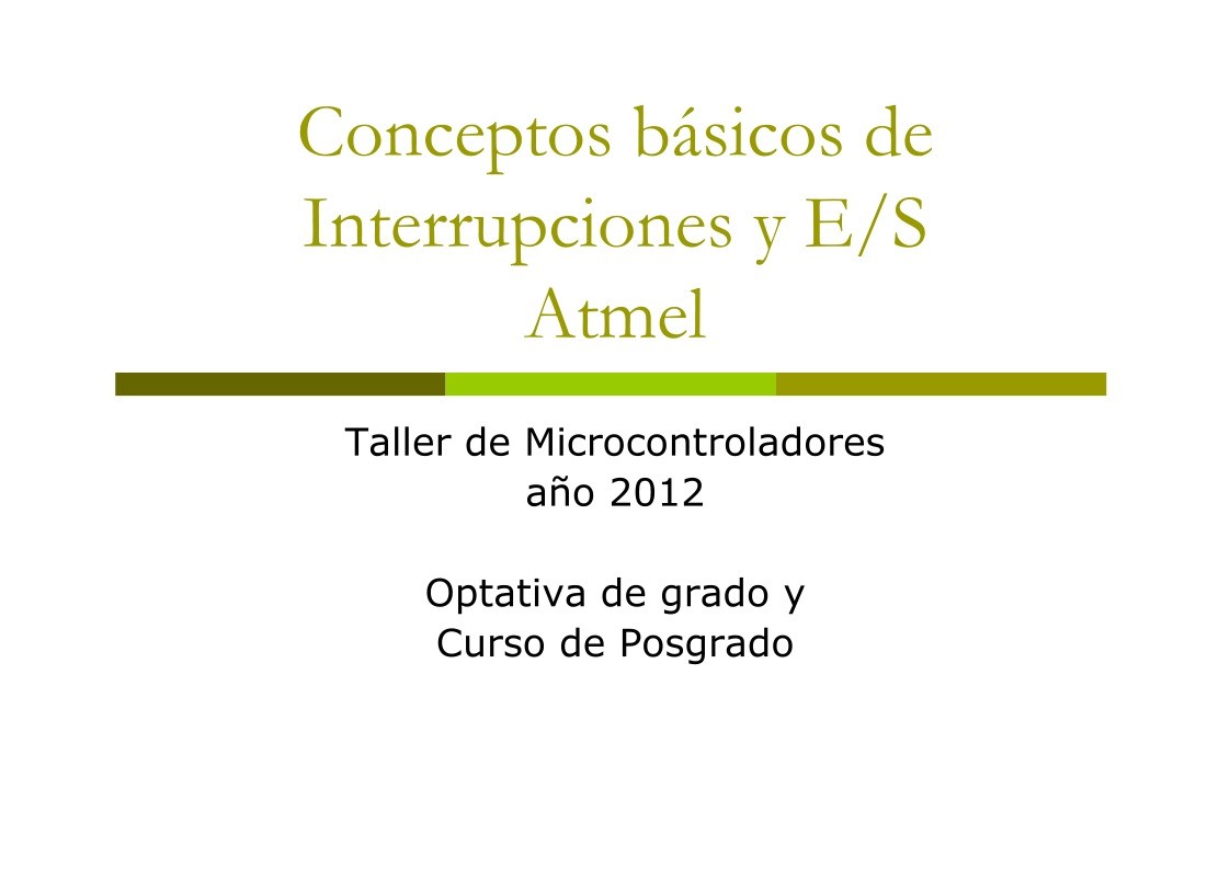 Imágen de pdf Conceptos básicos de Interrupciones y E/S Atmel